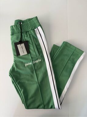Palm Angels Green Track Sweatpants with Side Stripe